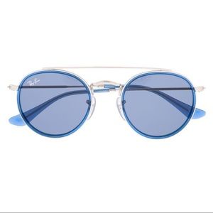 RAY-BAN ROUND FLAT LENS METAL ARISTA GOLD BLUE GRADIENT kids sunglasses
